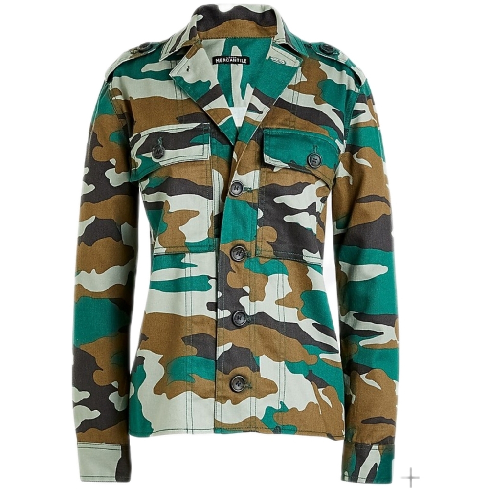 J Crew Factory Mercantile Camouflage Utility Shirt Jacket Size S